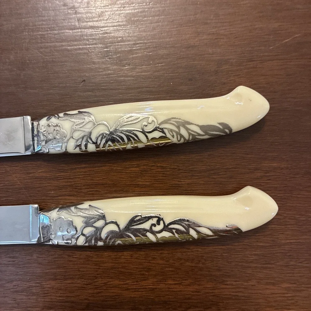 VTG Camillus Cutlery 50's Decorative Handles Steak Knife Set of 3 In Sheath